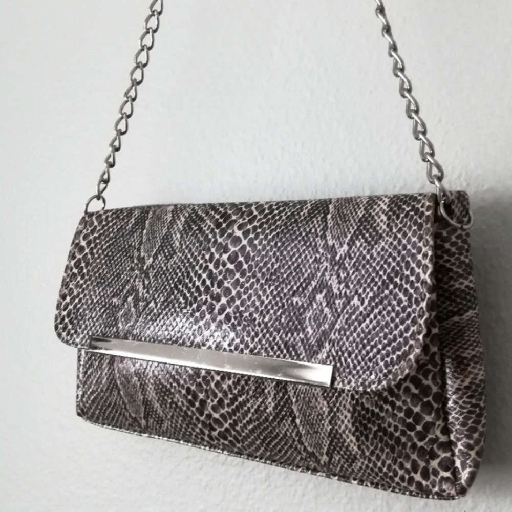 Bijoux Terner Snakeskin Print Clutch/Shoulder Bag